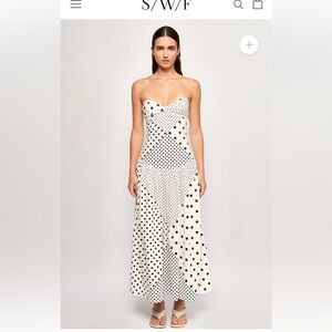 S/W/F White Polka Dot Fitted Midi Dress